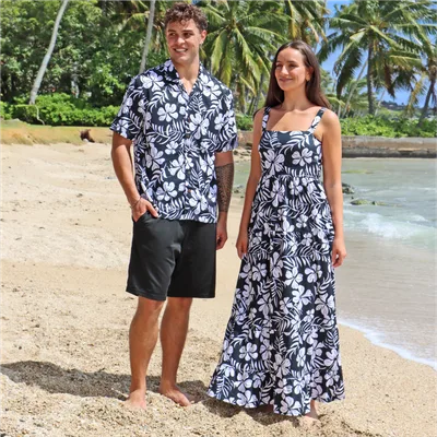 Midnight Hibiscus_Seaside Shirt~Valina Maxi