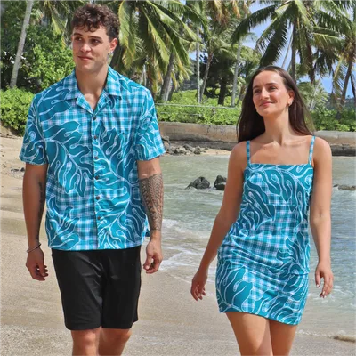 Palaka Leaf Teal_Seaside Shirt~Halia Dress
